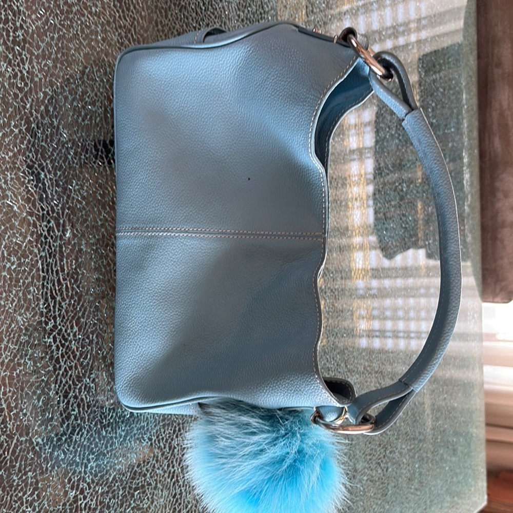 Tod's Blue Shoulder Bag with Fluffy Charm